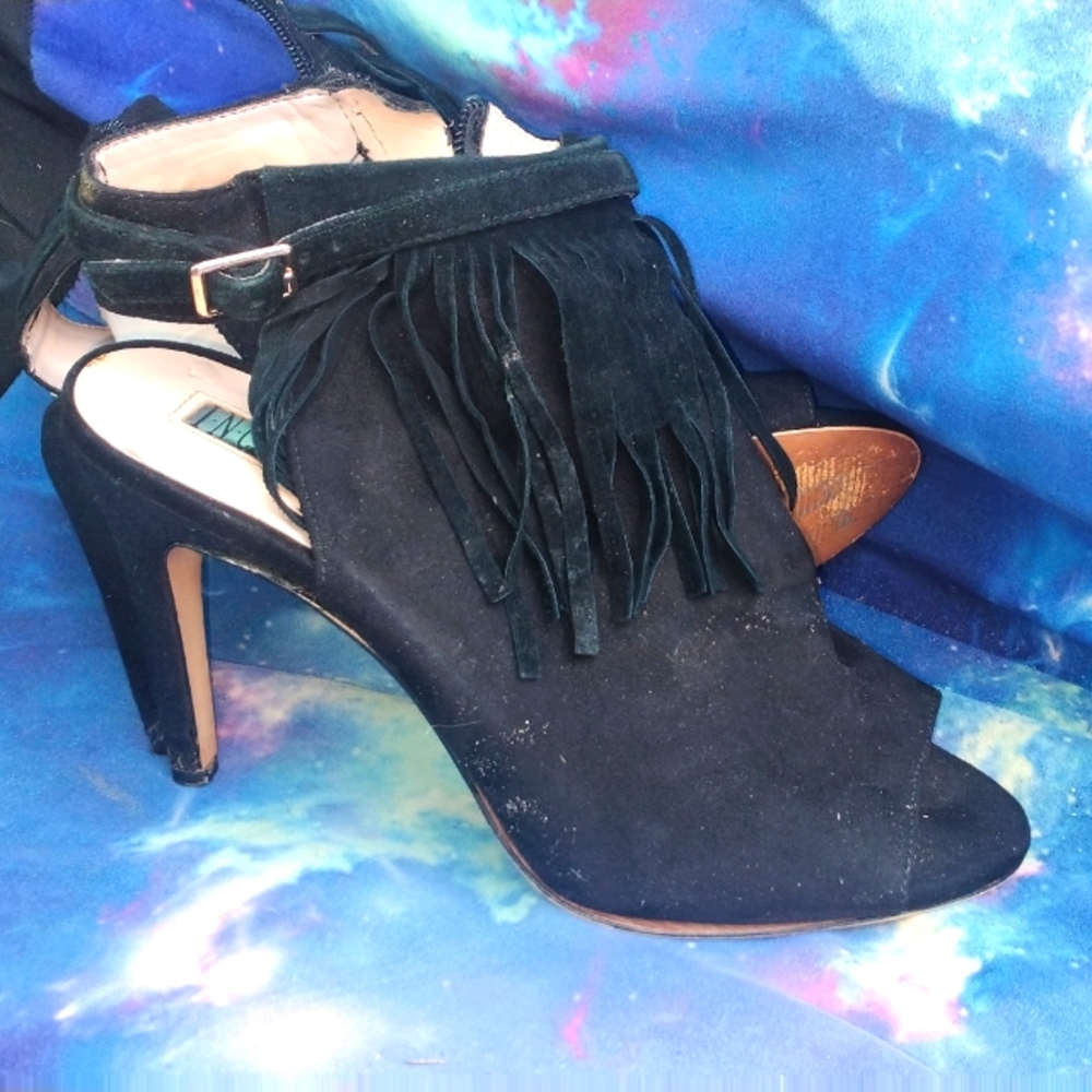 INC international women's fringe open toe heels